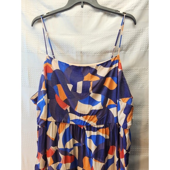 Nine West Maxi Dress 4XL Geo Print Sleeveless Adjustable Straps Rayon Sun Dress - Picture 2 of 8